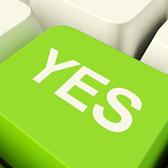 Image showing Yes Computer Key In Green Showing Approval And Support