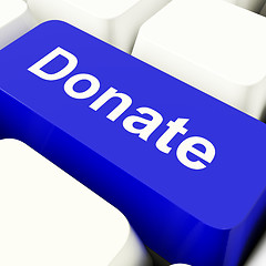 Image showing Donate Computer Key In Blue Showing Charity And Fundraising