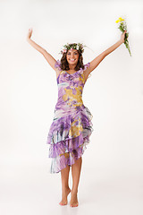 Image showing Young Woman With Flower Garland