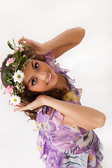 Image showing Young Woman With Flower Garland