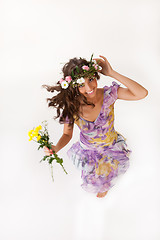 Image showing Young Woman With Flower Garland