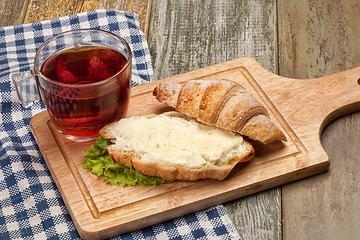 Image showing Tea, Bread And Butter