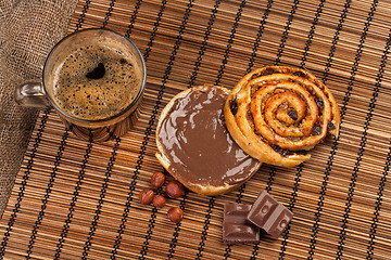 Image showing Coffee, Bread And Chocolate