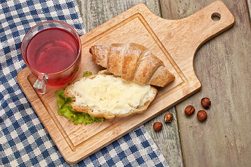 Image showing Tea, Bread And Butter