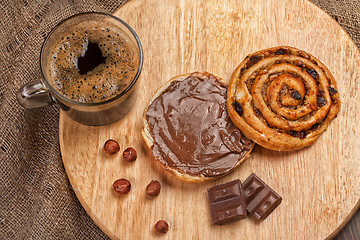 Image showing Coffee, Bread And Chocolate
