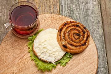 Image showing Tea, Bread And Butter