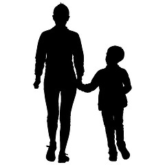 Image showing Silhouette of happy family on a white background. illustration.