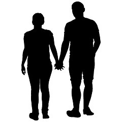 Image showing Couples man and woman silhouettes on a white background. illustration