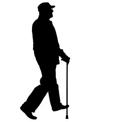 Image showing Silhouette of disabled people on a white background. illustration