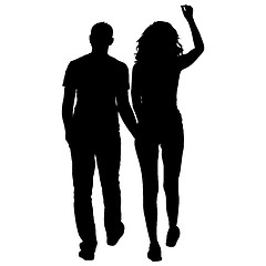 Image showing Couples man and woman silhouettes on a white background. illustration