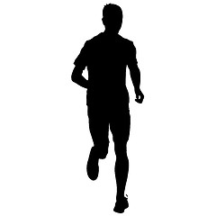 Image showing Silhouettes. Runners on sprint, men. illustration