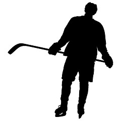 Image showing Silhouette of hockey player. Isolated on white. illustrations