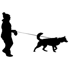 Image showing Silhouette of people and dog. illustration
