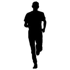 Image showing Silhouettes. Runners on sprint, men. illustration