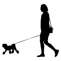 Image showing Silhouette of people and dog. illustration