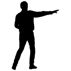 Image showing Black silhouettes man with arm raised. illustration