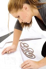 Image showing architect girl at work