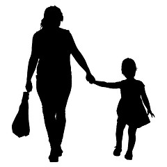 Image showing Silhouette of happy family on a white background. illustration.