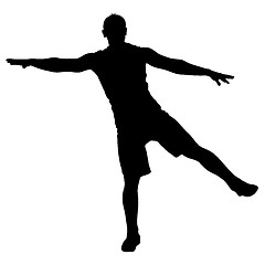 Image showing Black silhouettes Dancing on white background. illustration