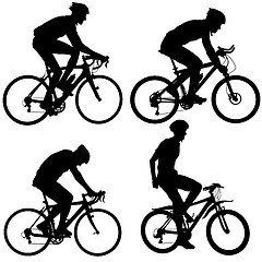 Image showing Set silhouette of a cyclist male. illustration