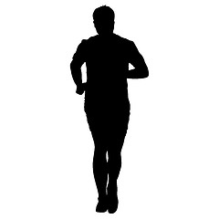 Image showing Silhouettes. Runners on sprint, men. illustration