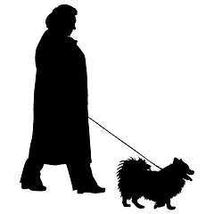 Image showing Silhouette of people and dog. illustration