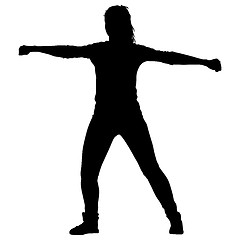 Image showing Black silhouettes Dancing on white background. illustration