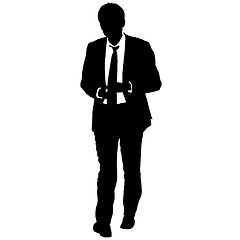 Image showing Silhouette businessman man in suit with tie on a white background. illustration