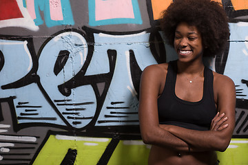 Image showing black woman after a workout at the gym