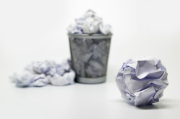 Image showing Garbage bin with paper waste