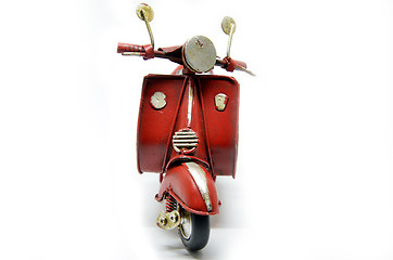 Image showing Red old vintage scooter