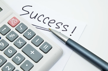 Image showing Hand written success word on paper