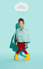 Image showing Little girl posing in fashion style wearing autumn clothing.