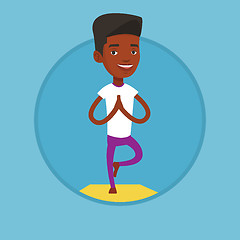 Image showing Man practicing yoga tree pose vector illustration.