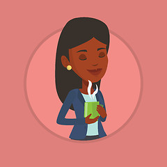 Image showing Woman enjoying cup of coffee vector illustration