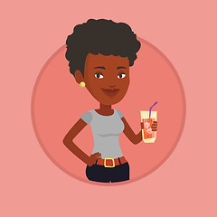 Image showing Woman drinking cocktail vector illustration.