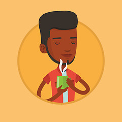 Image showing Man enjoying cup of hot coffee vector illustration