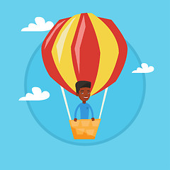 Image showing Man flying in hot air balloon vector illustration.