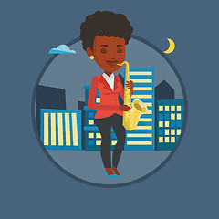 Image showing Musician playing on saxophone vector illustration.