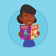 Image showing Woman reading magazine vector illustration.