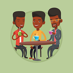 Image showing Group of men drinking hot and alcoholic drinks.