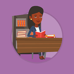 Image showing Student reading book vector illustration.
