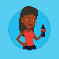 Image showing Young woman drinking soda vector illustration.