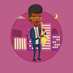 Image showing Musician playing on saxophone vector illustration.