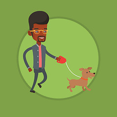 Image showing Young man walking with his dog vector illustration