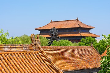 Image showing Traditional Chinese building under blue sky