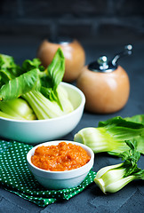 Image showing pak choi with sauce