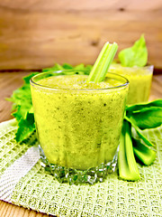 Image showing Cocktail with celery and spinach on board