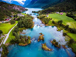 Image showing Beautiful Nature Norway aerial photography.