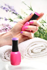 Image showing Styling nail color nail polish Pastel nails pink nail polish